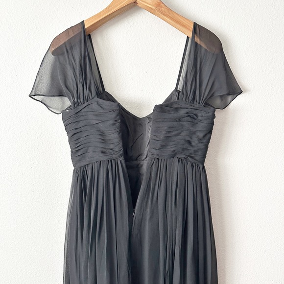 J. Peterman Black Silk Chiffon Ruched Empire Waist Gown Dress Women's Size 6 - Picture 9 of 15
